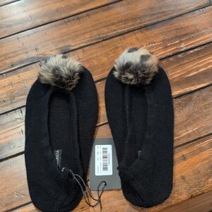 Sofia Cashmere Faux Fur Pom Cashmere Slipper L/XL